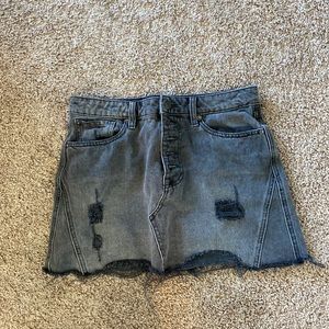 Free People Black Distressed Mini Skirt (Jean/ Denim)